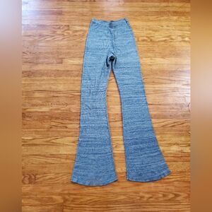 Free People Heathered Blue Knit Pants High Rise Womens Sz L New